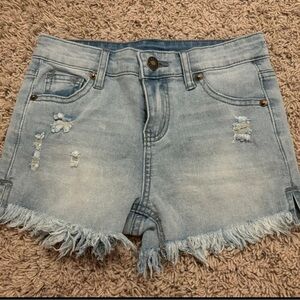 Light Blue Distressed Denim Shorts